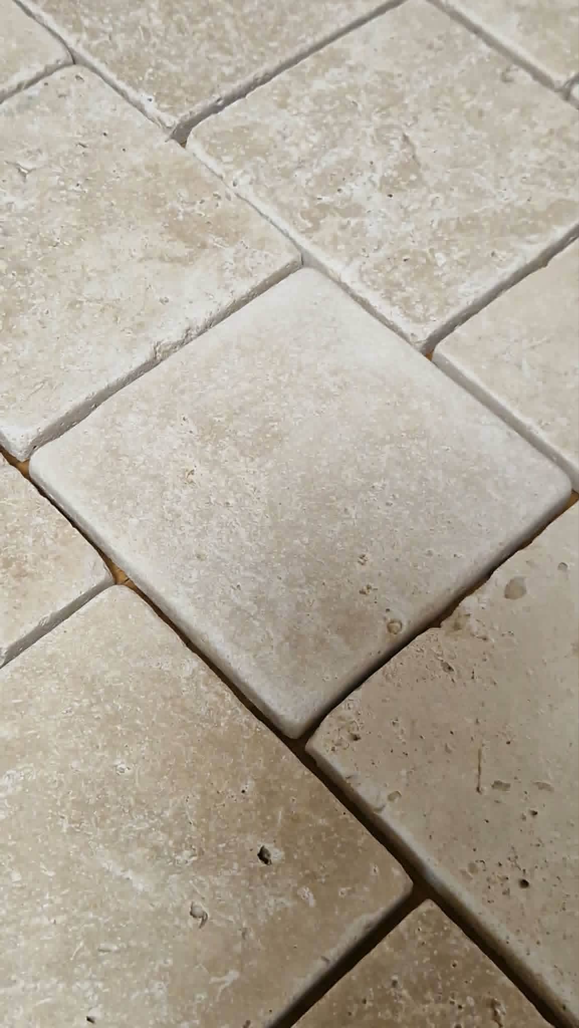 Trawertyn Super Light Premium cegiełka 10 x 10 x 1cm bębnowany - obrazek 4