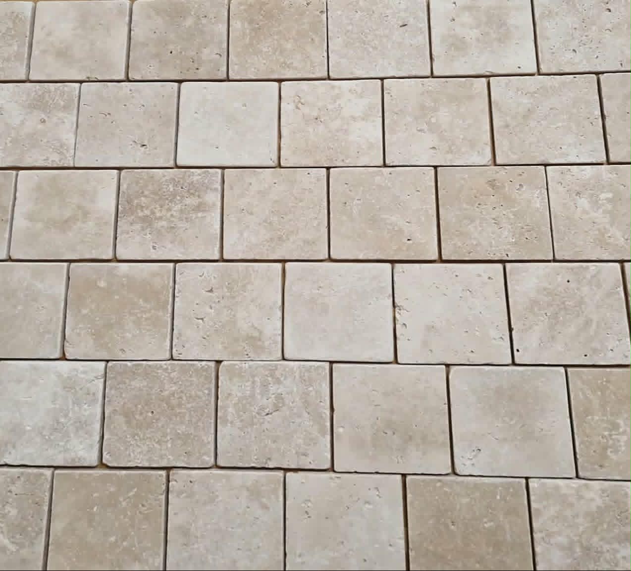 Trawertyn Super Light Premium cegiełka 10 x 10 x 1cm bębnowany - obrazek 2