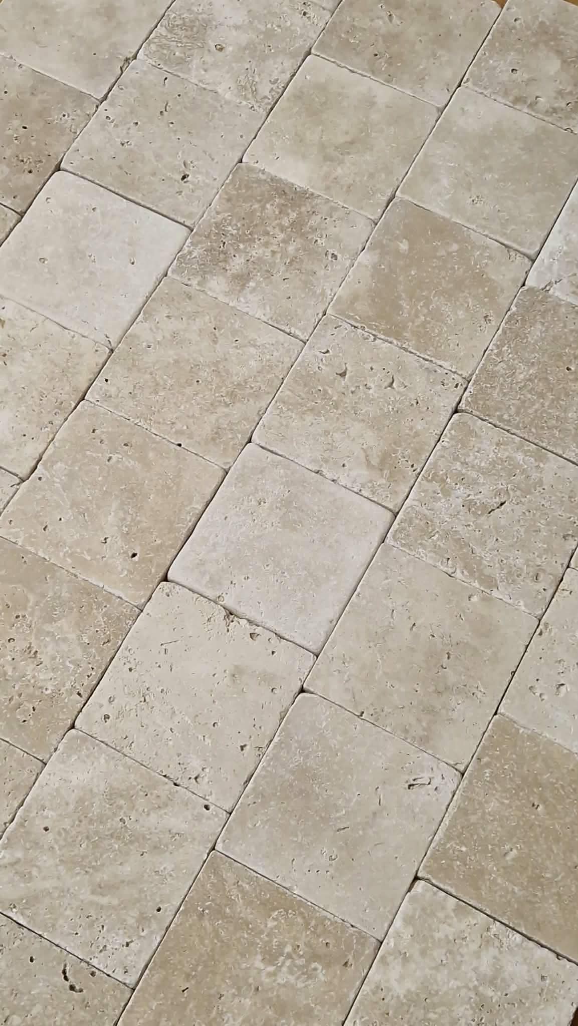 Trawertyn Super Light Premium cegiełka 10 x 10 x 1cm bębnowany